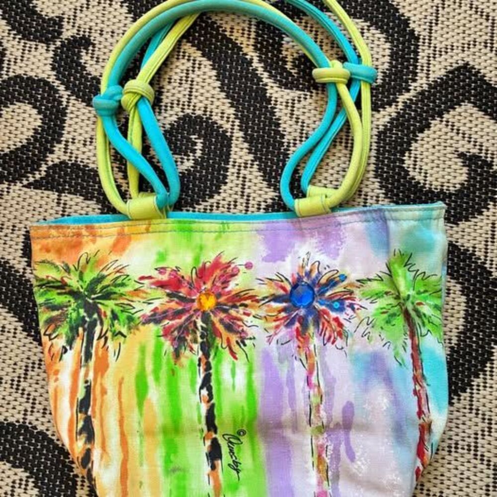 Vintage 90s Sun & Sand artist collaboration bags by Anne Ormsby